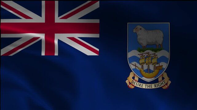 Patriotic Waving Falkland Islands (malvinas) Symbol Seamless Animation Loop Video Pennant State Sovereignty Blow Cloth Design Flowing Flag