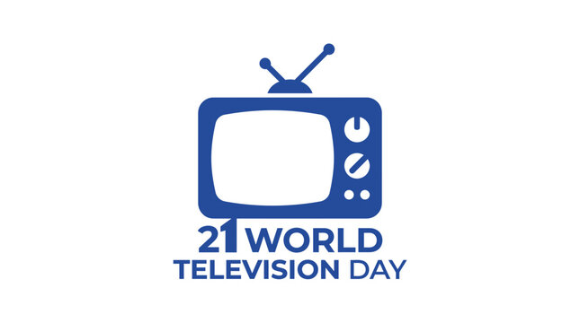 Blue retro television icon for World Television Day.