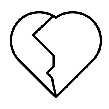 Broken Heart Glyph Icon for Heartbreak and Relationship Loss Vector