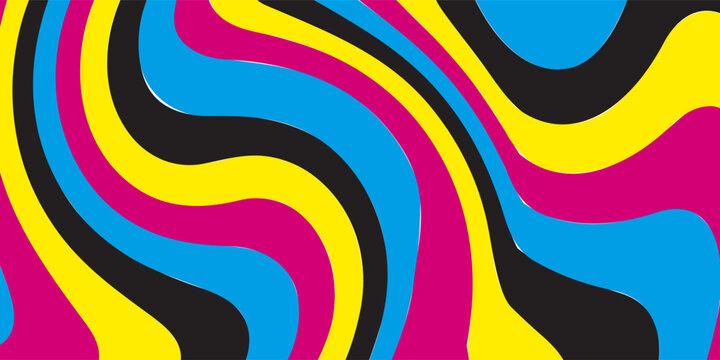 Colorful diagonal CMYK stripe pattern background. Vector abstract widescreen background