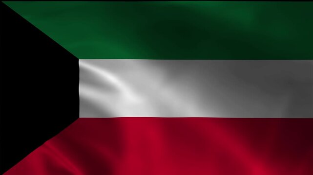Patriotic Waving Kuwait Symbol Seamless Animation Loop Video Pennant State Sovereignty Blow Cloth Design Flowing Flag