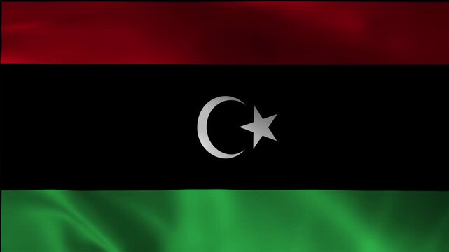 Waving Libya Flag Loop Motion Animation Footage National Symbol Banner Patriotic Wind Fabric Background Movement Textile