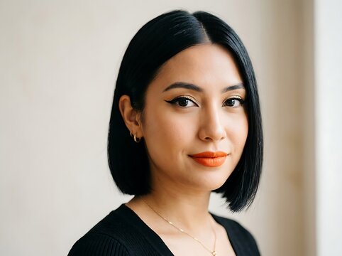 Professional woman in formal black blazer portrait.