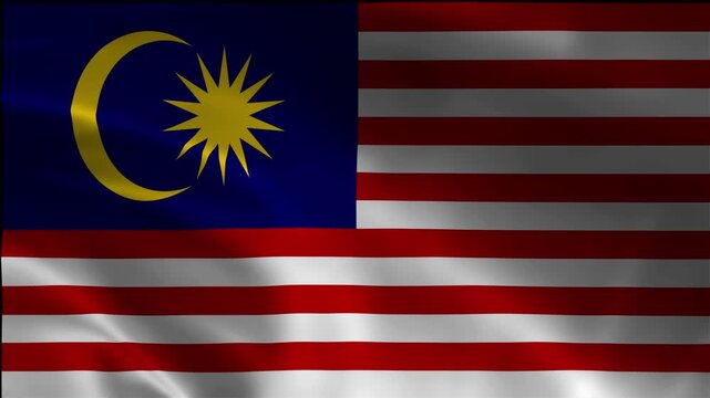 Standard Malaysia Footage Movement Flag Loopable Flow Symbol Jack Sovereignty Freedom Blowing Silk Background Flutter Video