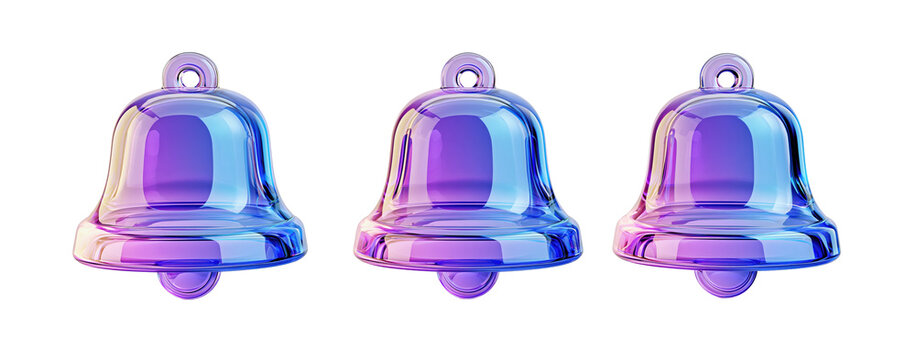 Three Colorful Purple Party Bells (PNG on Transparent Background)