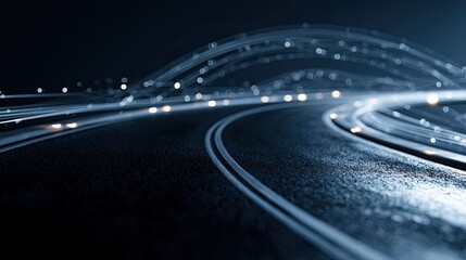 Fototapeta premium Abstract City Road Curves with Light Trails and Reflections at Night