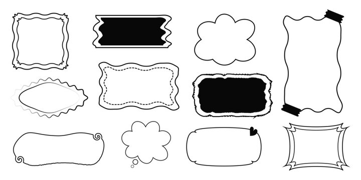 Collection of hand drawn speech bubbles and label templates