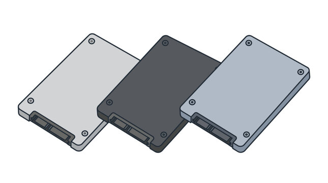 Solid State Drives Flat Vector Illustration On White Background