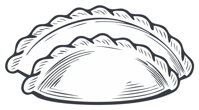 Two Empanadas Hand Drawn Illustration Traditional Latin American Pastries