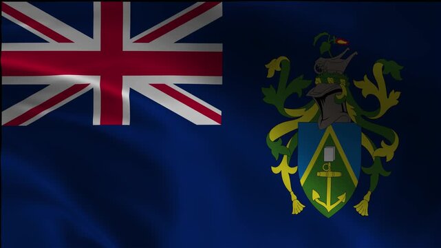 Patriotic Waving Pitcairn Symbol Seamless Animation Loop Video Pennant State Sovereignty Blow Cloth Design Flowing Flag