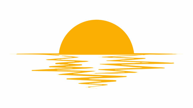 Minimalist sun over water with reflection graphic design