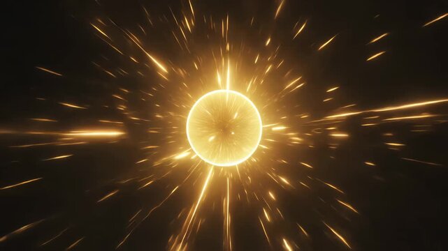 radiant golden light burst with exploding rays and shimmering particles creating a dynamic cinematic digital art energy background effect