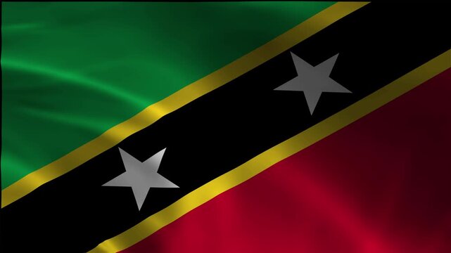 Patriotic Waving Saint Kitts And Nevis Symbol Seamless Animation Loop Video Pennant State Sovereignty Blow Cloth Design Flowing Flag