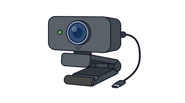Webcam with stand flat vector illustration on a white background