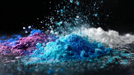 Fototapeta premium Exploding Colored Powder Particles on Dark Background