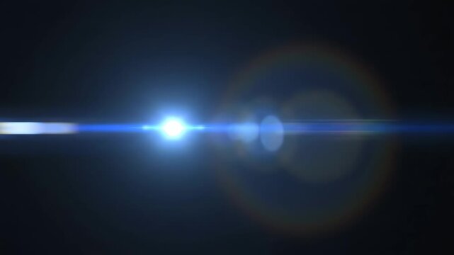 Vibrant blue digital light with horizontal lens flare and subtle bokeh across a dark background, concept for futuristic technology, sci-fi themes, and abstract event promotion.