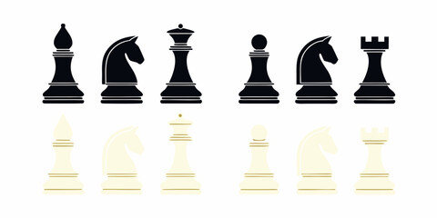 Chess Pieces Vector Illustration With Black And White Color Scheme © Sabuj