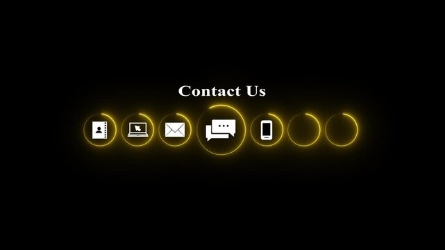 A business professional interacts reach out for support, showcasing vital communication icons against a clean black background.