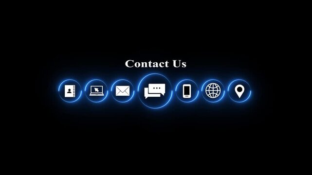 A business professional interacts reach out for support, showcasing vital communication icons against a clean black background.