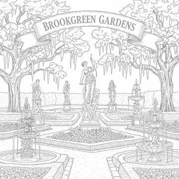 Brookgreen Gardens Sketch: Sculptures, Fountains, and Trees in a Classic Landscape