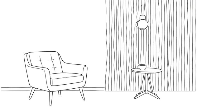 Modern Armchair and Side Table with Cup 2026 24t170501.342