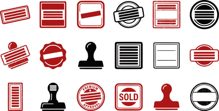 Red Sold Stamp Icon Set Vector Illustration with Real Estate Sale Labels and Grunge Approval Seals