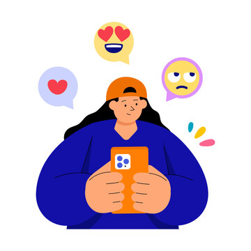 Creator choosing reaction moods on the phone.