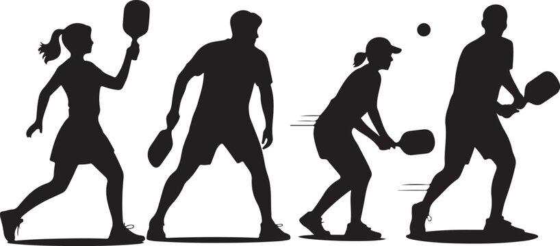 People playing paddle tennis action sequence