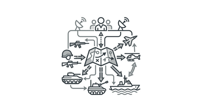 Detailed military operation map with unit icons and communication.