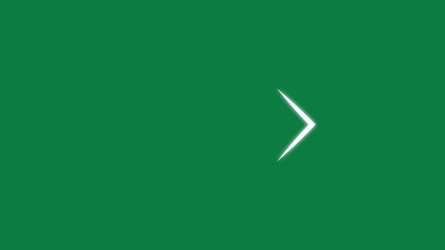 Animated triple arrow pointer overlay on green screen, minimalist motion directional sign, digital UI for navigation and emphasis, alpha channel motion asset.