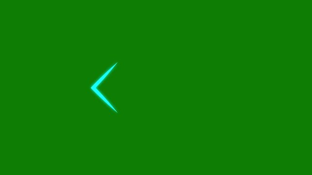 Neon cyan arrow pointer animation set on green screen, directional UI interface for motion navigation,4k video.
