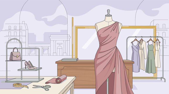 fashion illustration draping dress Avant Garde Illustration