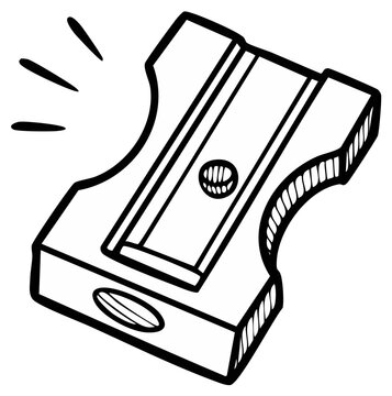 Pencil sharpener illustration drawing tool sketch of a stationery item for art and drawing with doodle details for school and office supplies