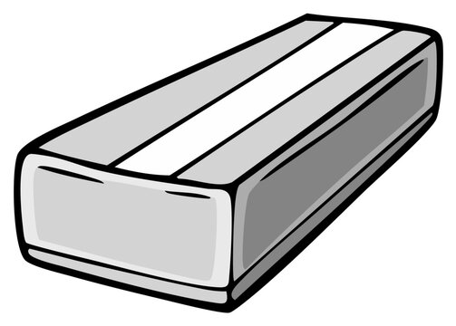 Cartoon-style illustration of a gray and white rectangular eraser