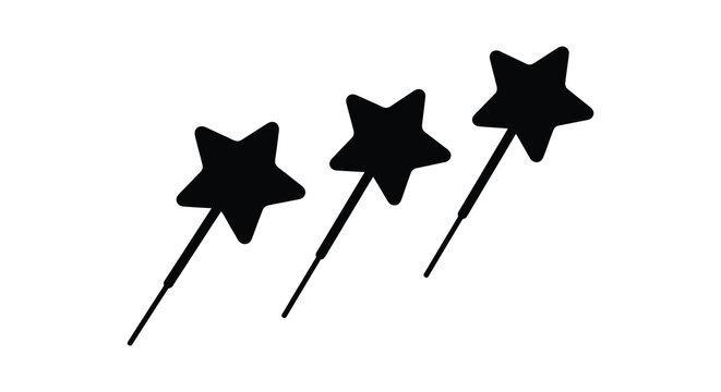 Star shaped silhouettes with slender sticks against a white background astral