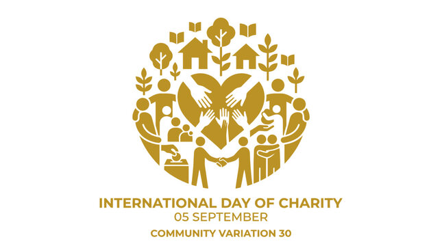 Community charity circle logo with people and icons.