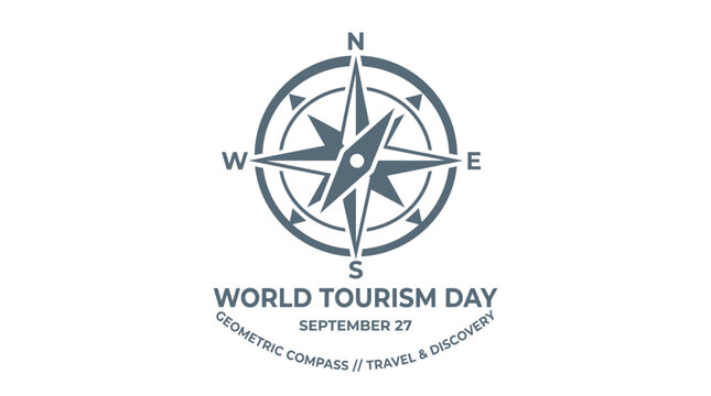Compass rose symbol for World Tourism Day celebration.