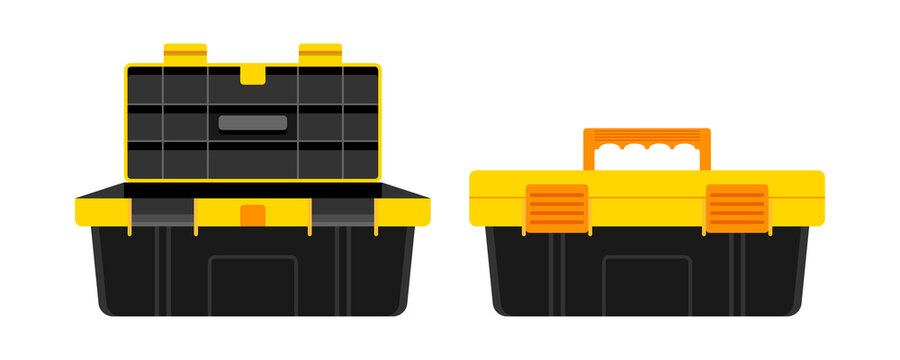Toolbox set open and closed icon for handyman repairs isolated vector illustration
