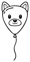 Obraz premium Dog Balloon Illustration, Cute Animal Party Decoration, Cartoon Outline