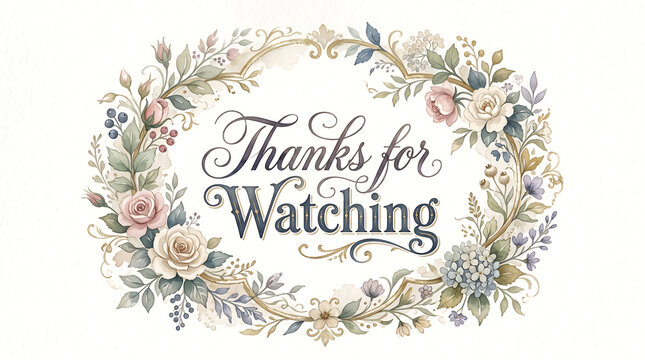 Elegant Floral Wreath with Thanks for Watching Message 4.