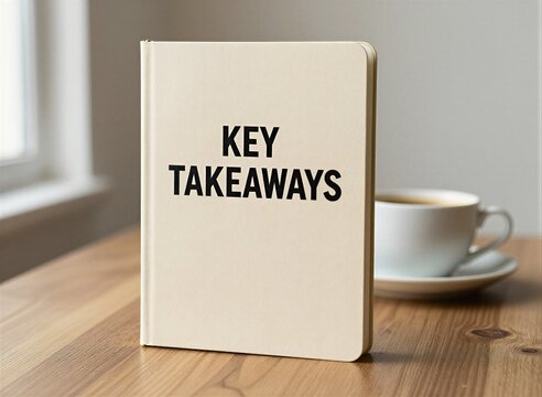 Hardcover Notebook With Title Key Takeaways Prominently Displayed In Bold Black Letters On Cover Suggesting Used For Noting Important