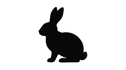 Rabbit Silhouette Against A White Background A Simple Black Shape Silhouette © Md