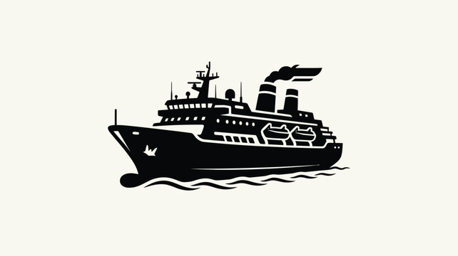 Ocean liner ship silhouette against a neutral background silhouette