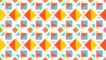 Fototapeta premium Abstract Geometric Seamless Pattern with Modern Memphis Shapes in Bright Colors