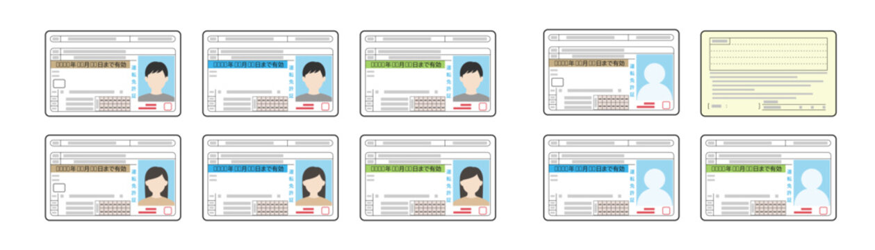 運転免許証の表と裏のイラスト バリエーション