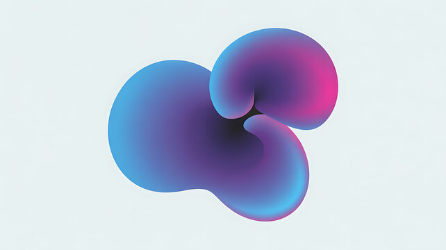 Overlapping amorphous shapes in gradient blue and pink a digital vector illustration on a white background abstract