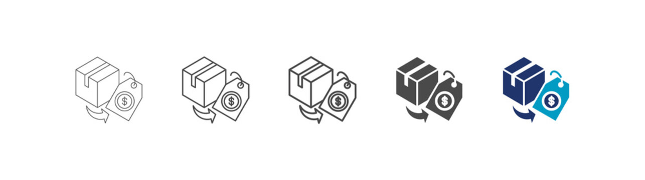 resale icon set consisting of multiple styles vector illustration. editable stroke