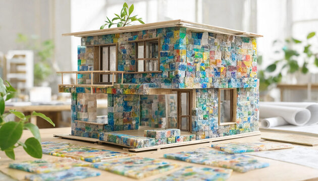 Eco-brick house architectural model
