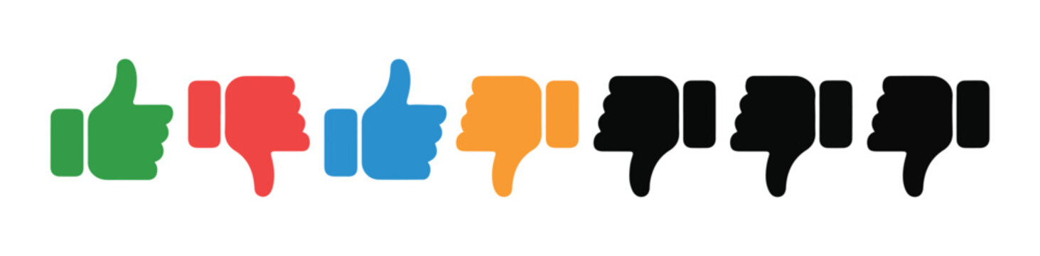 Thumbs up and thumbs down vector icons. like and dislike symbols. social media buttons.