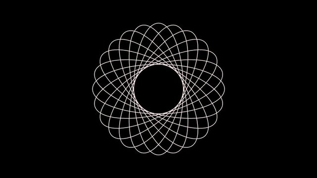 Abstract geometric pattern resembling a mandala or a flower on a black background.
